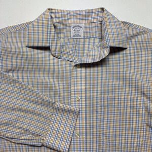 Brooks Brothers Shirt Mens Large 16-34‎ Plaid Regent Non Iron Supima Cotton